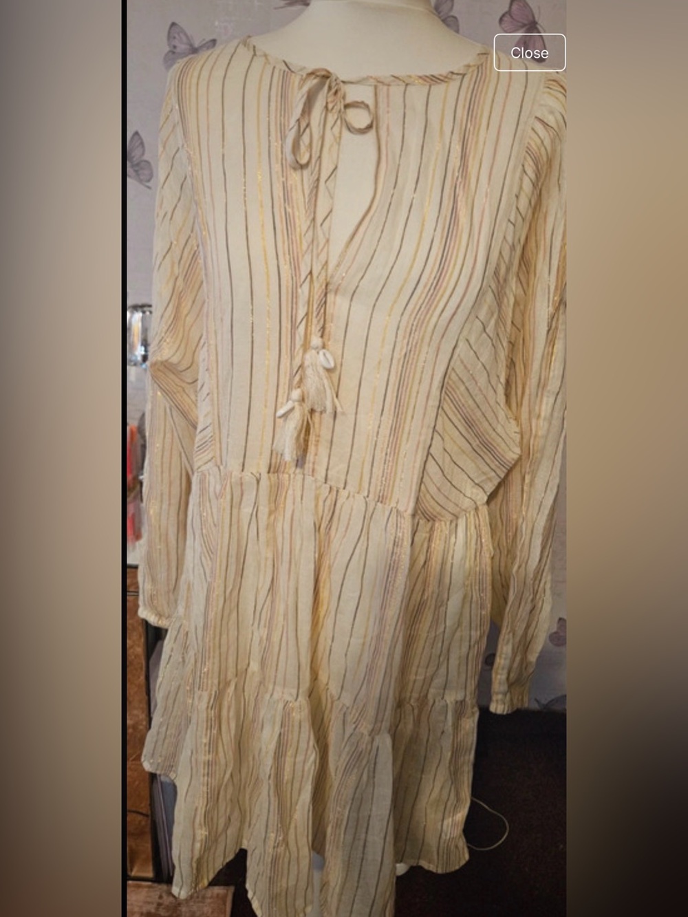 George Cream Dress with Gold and Neutral Stripes